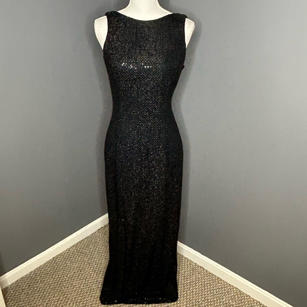 Zum Zum vintage black sparkly sleeveless evening dress size 13/14